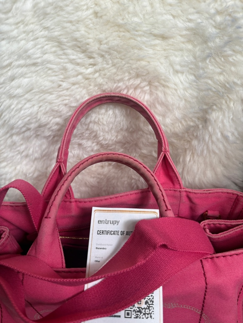 Prada Hot Pink Canapa Canvas Tote with crossbody strap - Picture 9 of 11